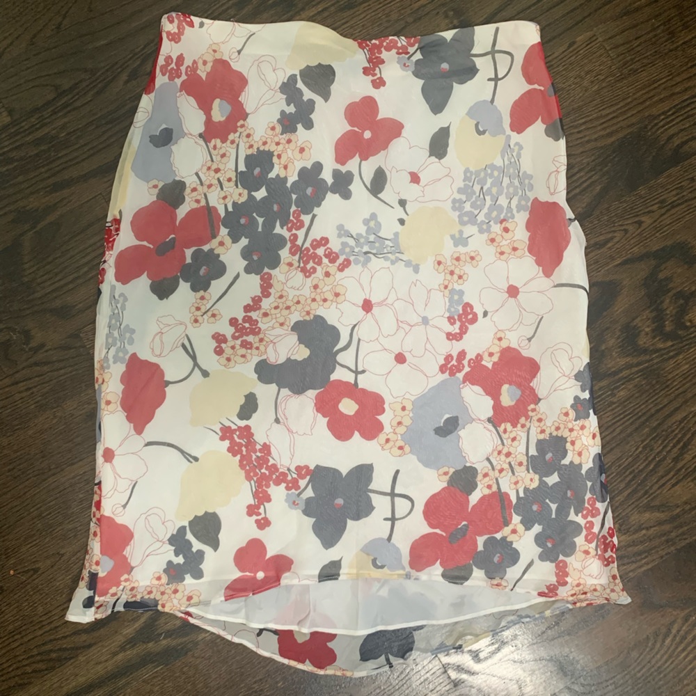 Vintage 100% Silk Floral Teenflo Skirt Sz 10